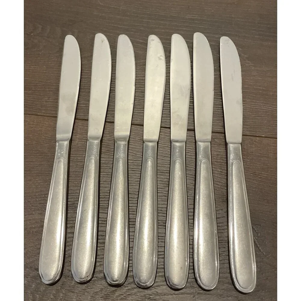 Oneida‎ Peninsula Jordan Castle Laura Solid Knife Satin Handle Flatware Set Of 7